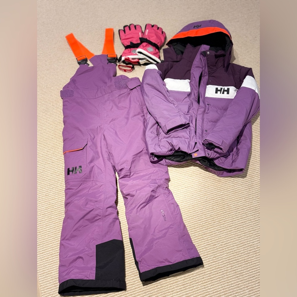 Helly Hansen Purple and Orange Ski Outfit